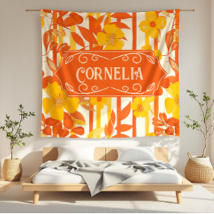 Cornelia Vibrant Geel en Sinaasappel Bloemen Fleece Deken