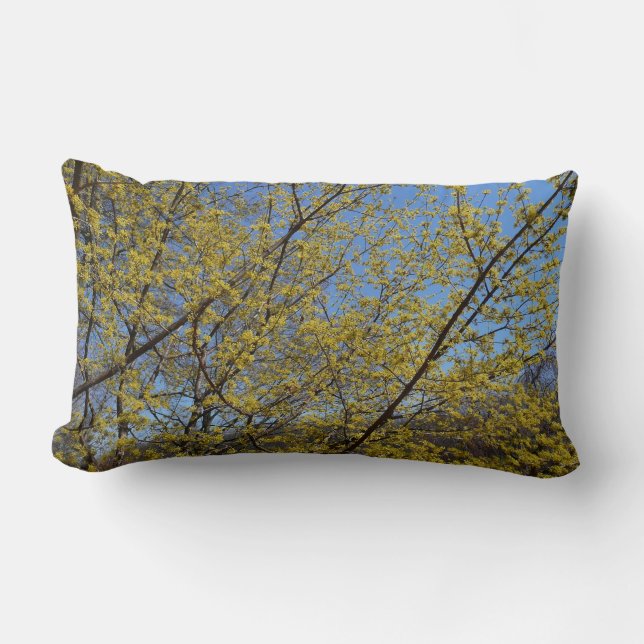 Cornelian Cherry Dogwood en Blue Sky Floral Kussen (Voorkant)