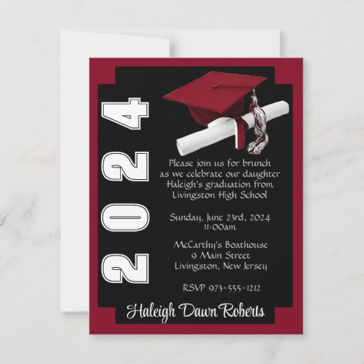 Corner Block Black en Cardinaal Red Afstuderen Kaart (Voorkant)