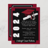 Corner Block Black en Cardinaal Red Afstuderen Kaart (Voorkant / Achterkant)