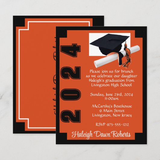 Corner Block Black & Oranje Afstuderen Kaart (Voorkant / Achterkant)