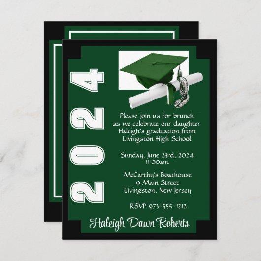 Corner Block Green & Black Afstuderen Kaart (Voorkant / Achterkant)