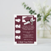 Corner Block Maroon & White Afstuderen Kaart (Staand voorkant)