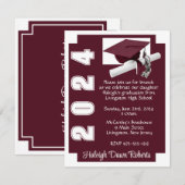 Corner Block Maroon & White Afstuderen Kaart (Voorkant / Achterkant)