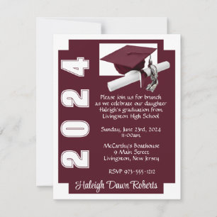 Corner Block Maroon & White Afstuderen Kaart