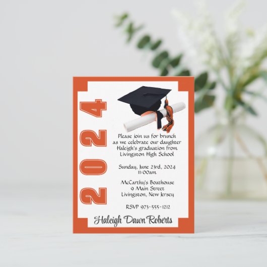 Corner Block Oranje & White Afstuderen Kaart (Staand voorkant)