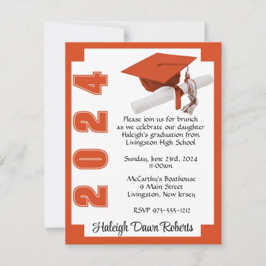 Corner Block Oranje & White Afstuderen Kaart (Voorkant)