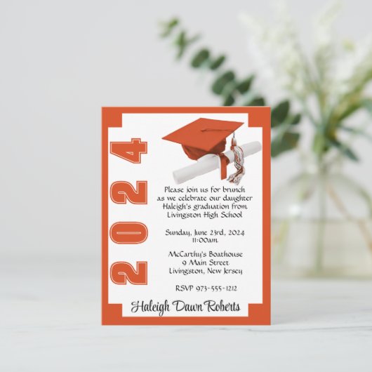 Corner Block Oranje & White Afstuderen Kaart (Staand voorkant)