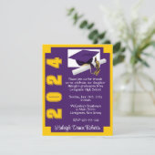 Corner Block Paars & Gold Afstuderen Kaart (Staand voorkant)