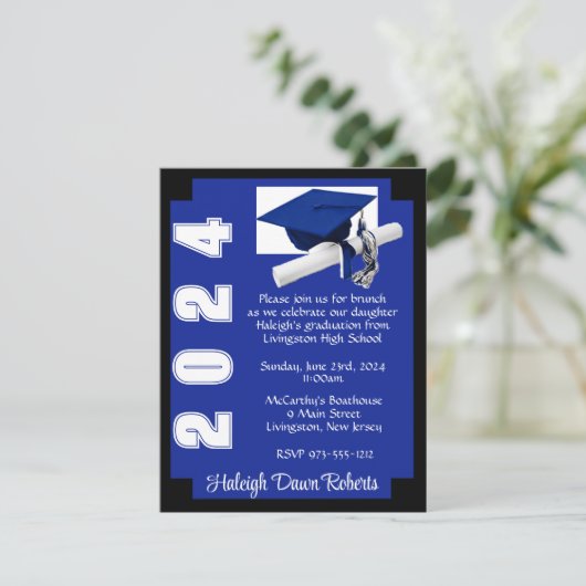 Corner Block Royal Blue & Black Afstuderen Kaart (Staand voorkant)