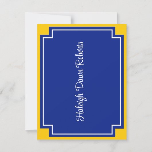 Corner Block Royal Blue & Gold Afstuderen Kaart (Achterkant)