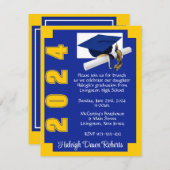 Corner Block Royal Blue & Gold Afstuderen Kaart (Voorkant / Achterkant)