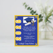 Corner Block Royal Blue & Gold Afstuderen Kaart (Staand voorkant)