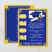 Corner Block Royal Blue & Gold Afstuderen Kaart (Voorkant / Achterkant)