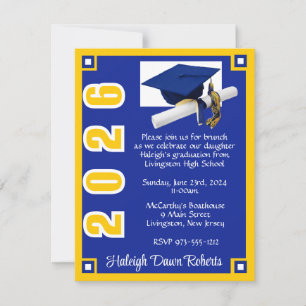 Corner Block Royal Blue & Gold Afstuderen Kaart