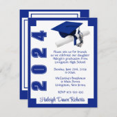 Corner Block Royal Blue & White Afstuderen Kaart (Voorkant / Achterkant)