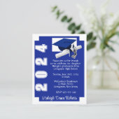 Corner Block Royal Blue & White Afstuderen Kaart (Staand voorkant)