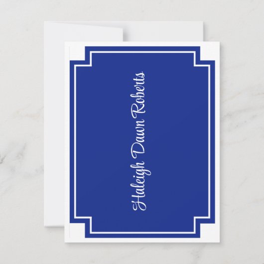 Corner Block Royal Blue & White Afstuderen Kaart (Achterkant)