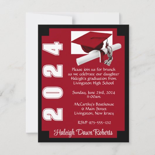 Corner Block Scarlet Red & Black Afstuderen Kaart (Voorkant)