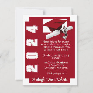 Corner Block Scarlet Red & White Afstuderen Kaart