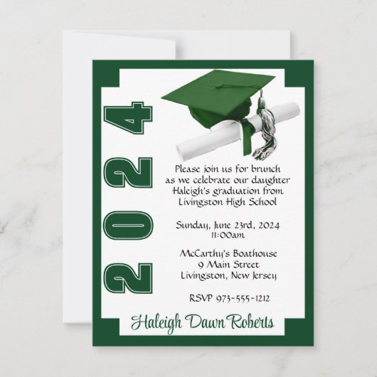 Corner Block White en Green Afstuderen Kaart (Voorkant)