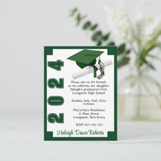 Corner Block White en Green Afstuderen Kaart (Staand voorkant)