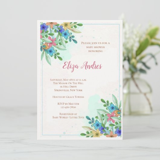 Corner Blossom Invitation Kaart (Staand voorkant)