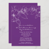Corner Blossom Paars Vrijgezellenfeest Invite Kaart (Voorkant / Achterkant)