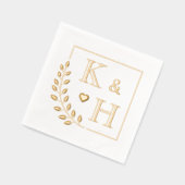 Corner Branch Monogram Initiaal bruiloft Jubileum Folie Servetten (Links)
