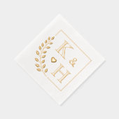 Corner Branch Monogram Initiaal bruiloft Jubileum Folie Servetten (Rechts)