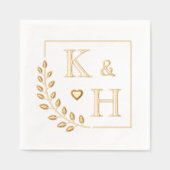 Corner Branch Monogram Initiaal bruiloft Jubileum Folie Servetten (Voorkant)