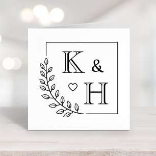 Corner Branch Monogram Initiaal bruiloft Jubileum Rubberstempel