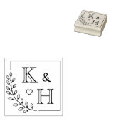 Corner Branch Monogram Initiaal bruiloft Jubileum Rubberstempel (Gestempeld)
