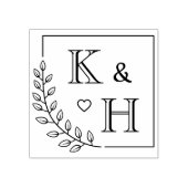 Corner Branch Monogram Initiaal bruiloft Jubileum Rubberstempel (Afrduk)