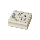 Corner Branch Monogram Initiaal bruiloft Jubileum Rubberstempel (Stempel)