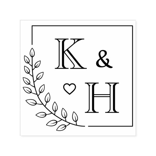 Corner Branch Monogram Initiaal bruiloft Jubileum Zelfinktende Stempel (Design)
