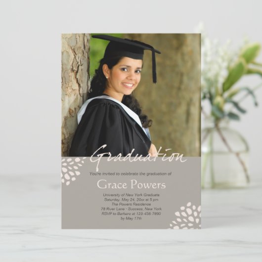 Corner Details Foto Afstuderen Uitnodiging (Staand voorkant)