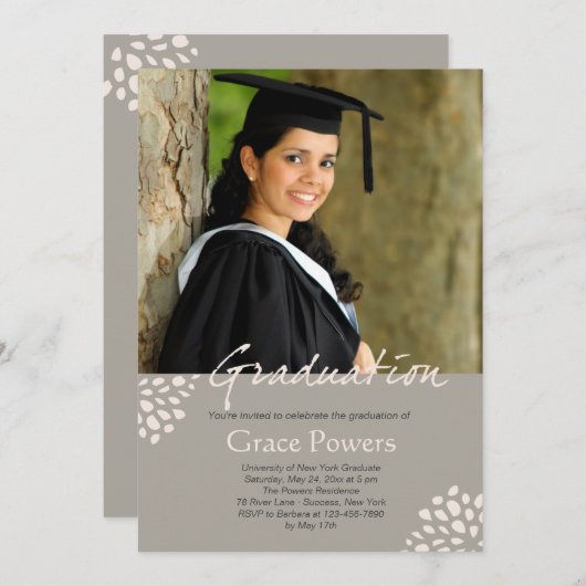 Corner Details Foto Afstuderen Uitnodiging (Voorkant / Achterkant)