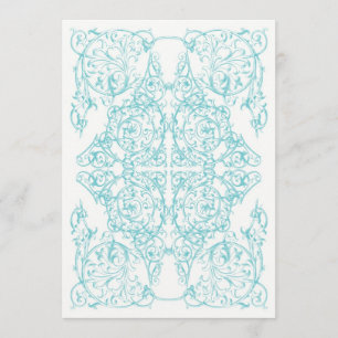 Corner Flourish Wedding Invitation Blue) Kaart