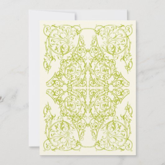 Corner Flourish Wedding Invitation (Chartreuse) Kaart (Voorkant)