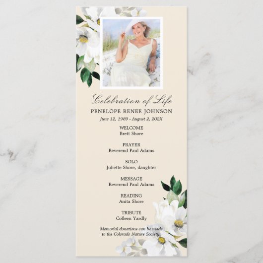 Corner Flowers Celebration of Life Programme Programmakaart (Voorkant)