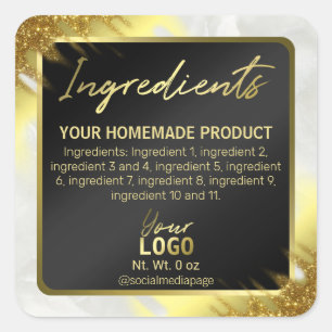 Corner Glitter Black en Gold Ingredient Labels