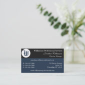 Corner Monogram Blue Visitekaartjes (Staand voorkant)