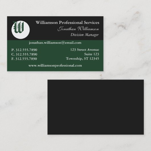 Corner Monogram Green Visitekaartjes (Voorkant / Achterkant)