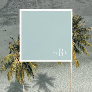 Corner Monogram Simple Modern Seafoam Cocktail Servet