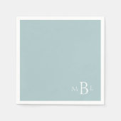Corner Monogram Simple Modern Seafoam Cocktail Servet (Voorkant)