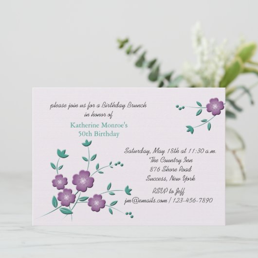 Corner Posies Uitnodiging (Staand voorkant)