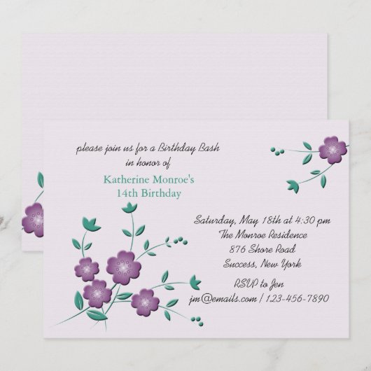 Corner Posies Uitnodiging (Voorkant / Achterkant)