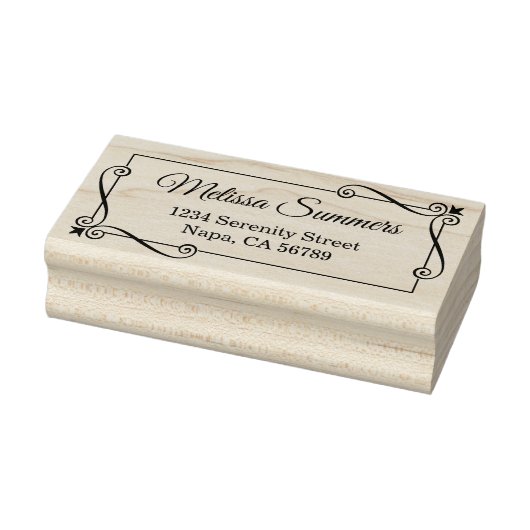 Corner Swirls Lijst retouradres Rubberstempel (Stempel)