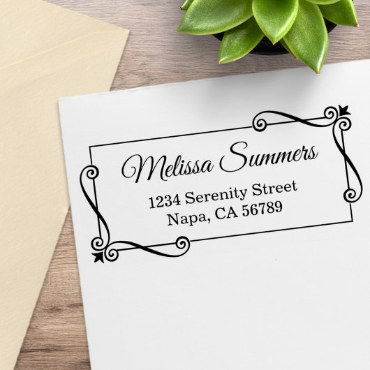 Corner Swirls Lijst retouradres Rubberstempel